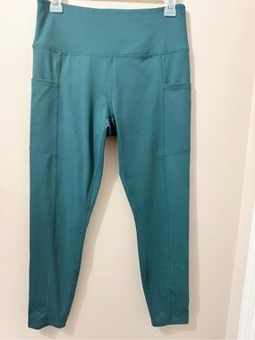 Apana High Rise Yoga Leggings Women's Medium Full Length Side Pockets Teal Green